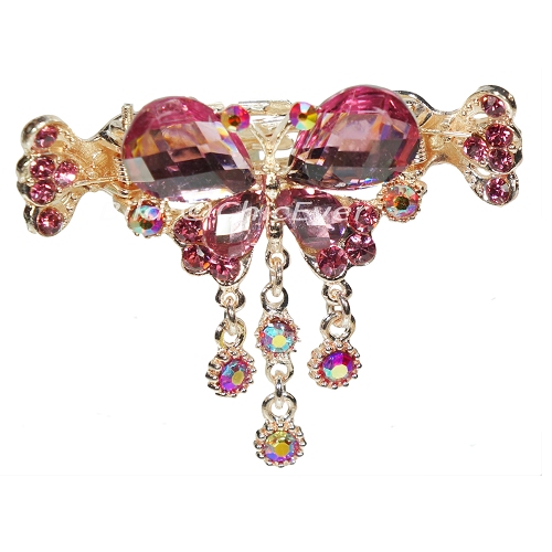 Haargreifer Schmetterling Haarspange Haarkneifer Haarklammer Metall & Strass rosa gold 4480 - zum Schließen ins Bild klicken